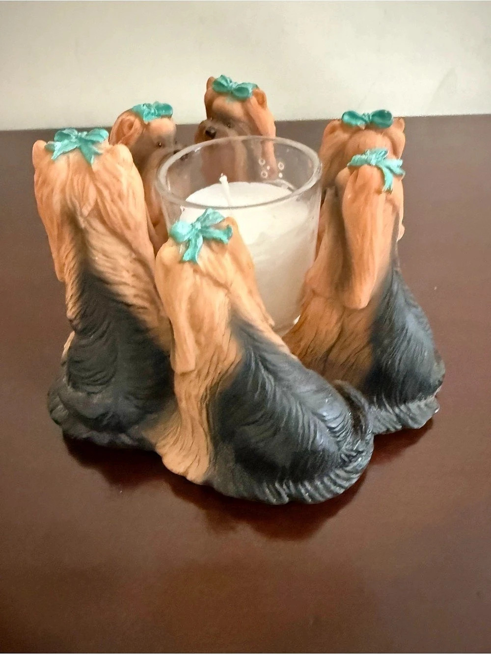Yorkshire Terrier Votive Holder Black & Brown